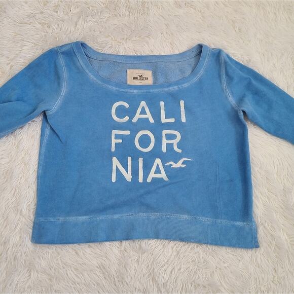Hollister Tops - Hollister California Blue And Silver Cropped Sweatshirt Medium